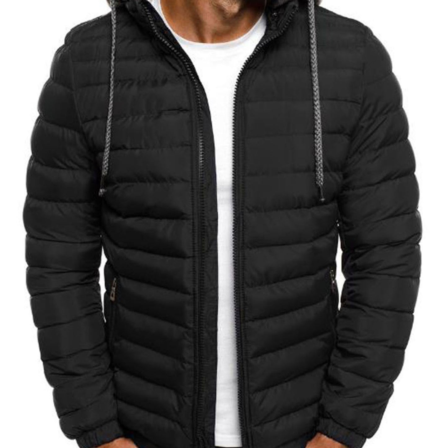 Mens Hooded Zip-Up Jacket - Winter Outerwear with Pockets in 5 Colors - ZOOMNSTORE