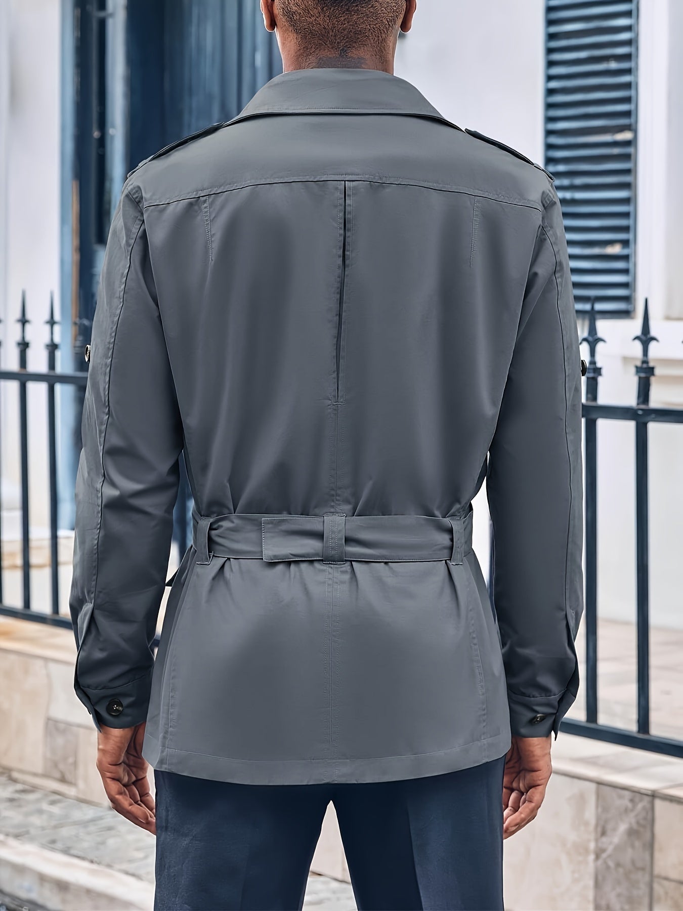 Mens Multi-Pocket Safari Jacket - Casual Outdoor Cargo Coat with Belt - ZOOMNSTORE