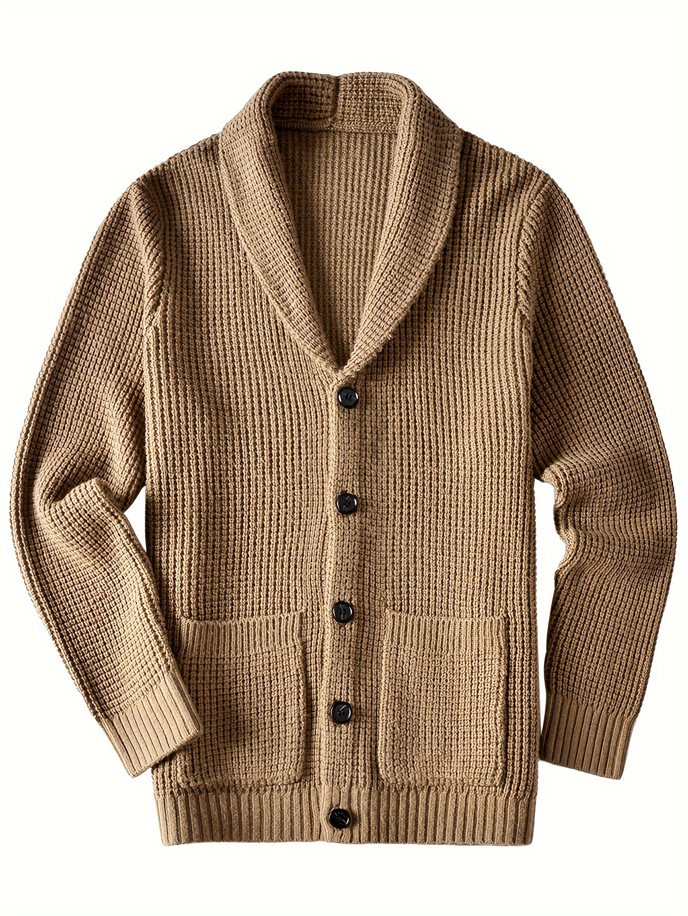 Men's warm cardigan jacket with green fruit collar long sleeved sweater - ZOOMNSTORE
