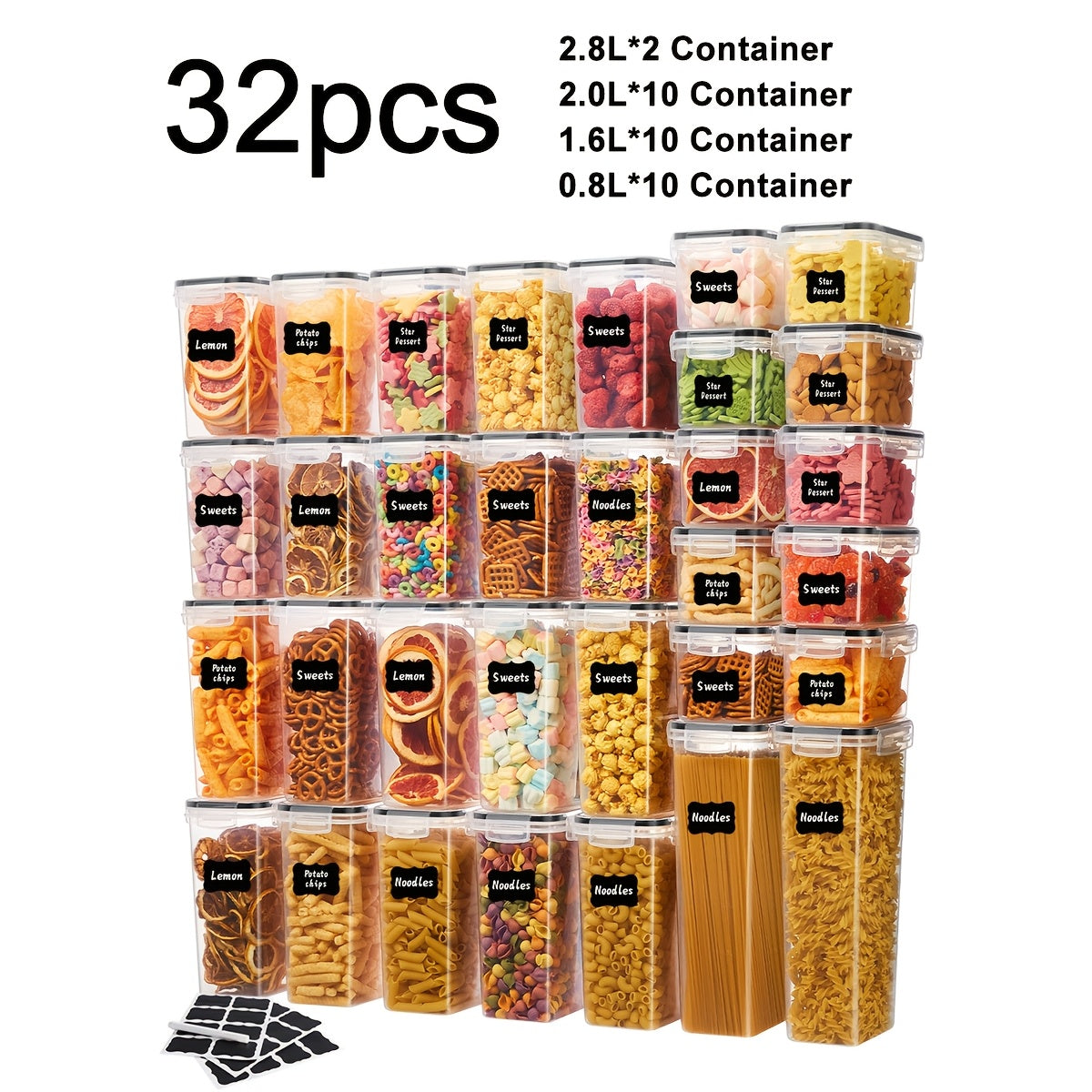Sealed Food Storage Containers Set - Ideal for Organizing Grains Rice Pasta and More Dishwasher Safe with Labels and Markers - ZOOMNSTORE