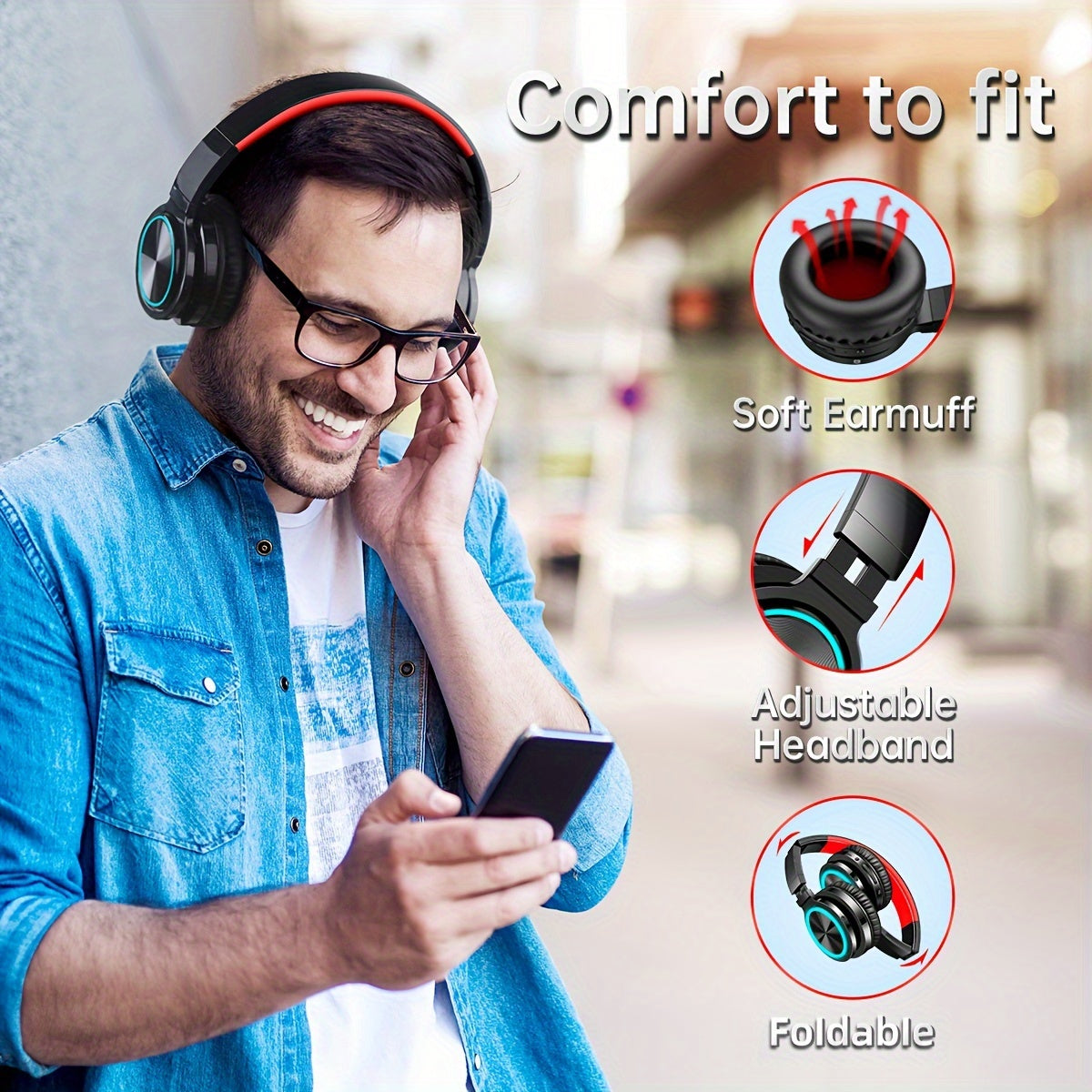 Picun B12 Wireless Headphones - Deep Bass Over Ear HD Stereo with 20H Playtime and Built-in Microphone - ZOOMNSTORE
