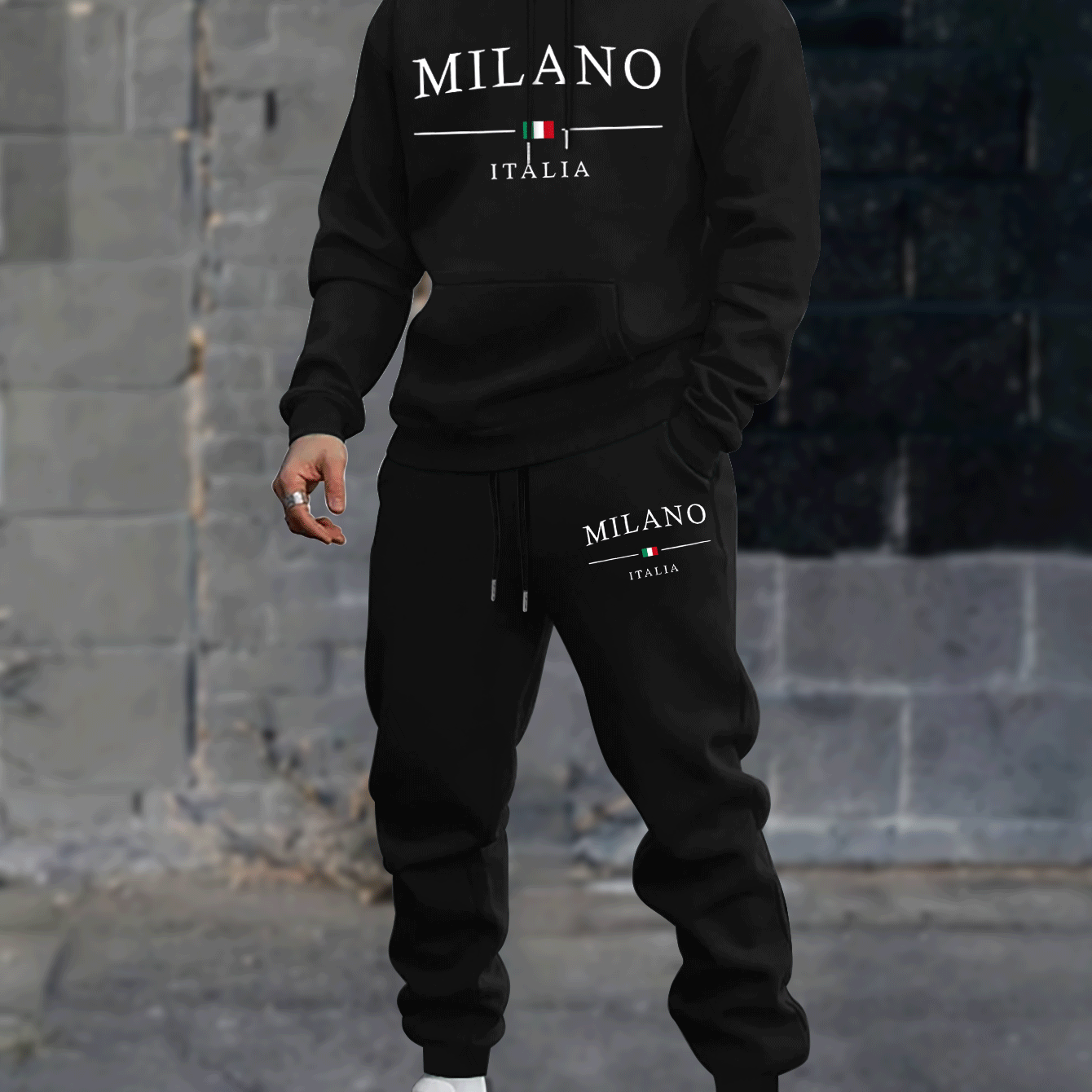 Mens Plus Size Velvet Hoodie Set - Casual Long Sleeve Sweatshirt Pants for AutumnWinter Comfort - ZOOMNSTORE