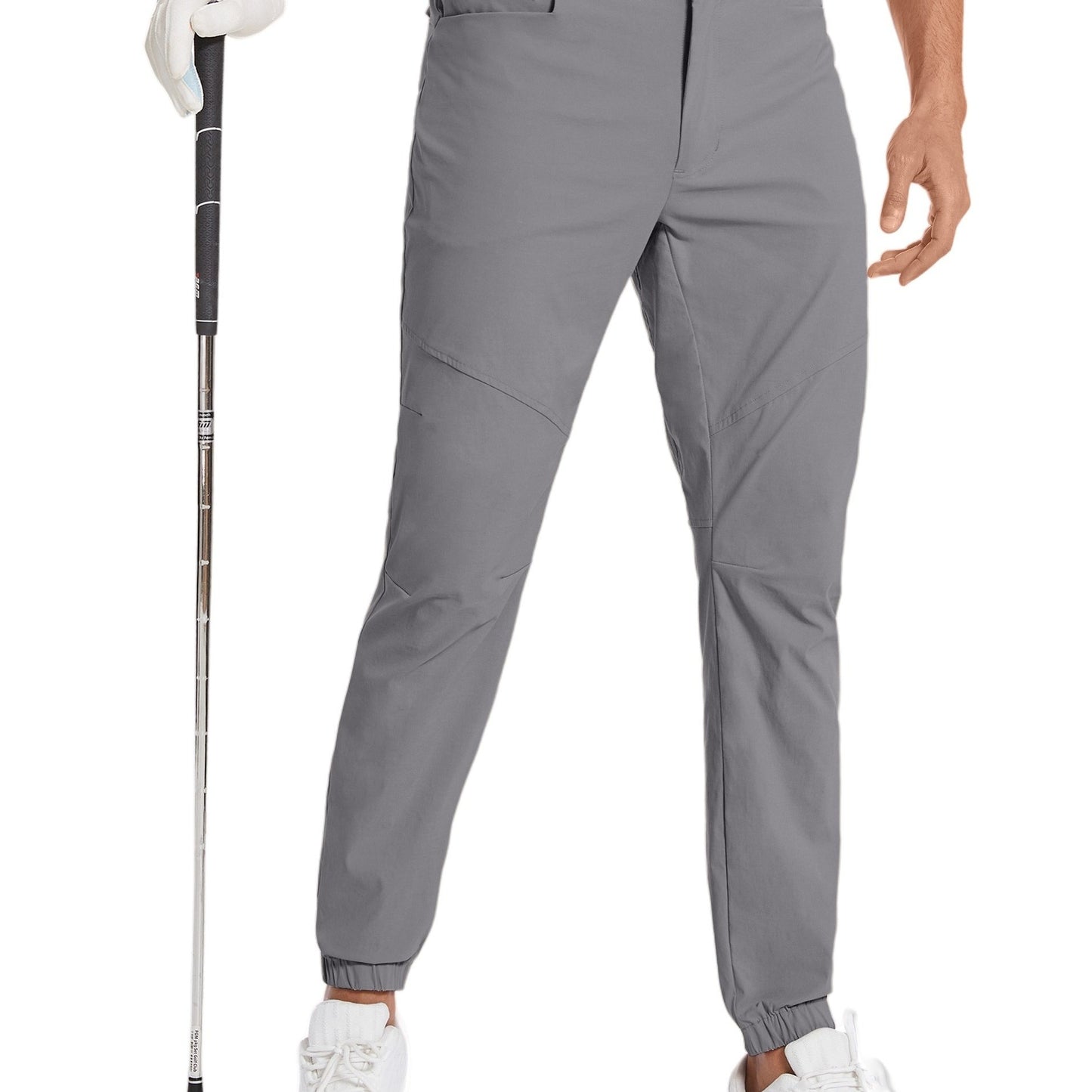 Mens Beige Stretch Hiking Pants - Water-Resistant Slim Fit Joggers with 4 Pockets Elastic Waistband - ZOOMNSTORE