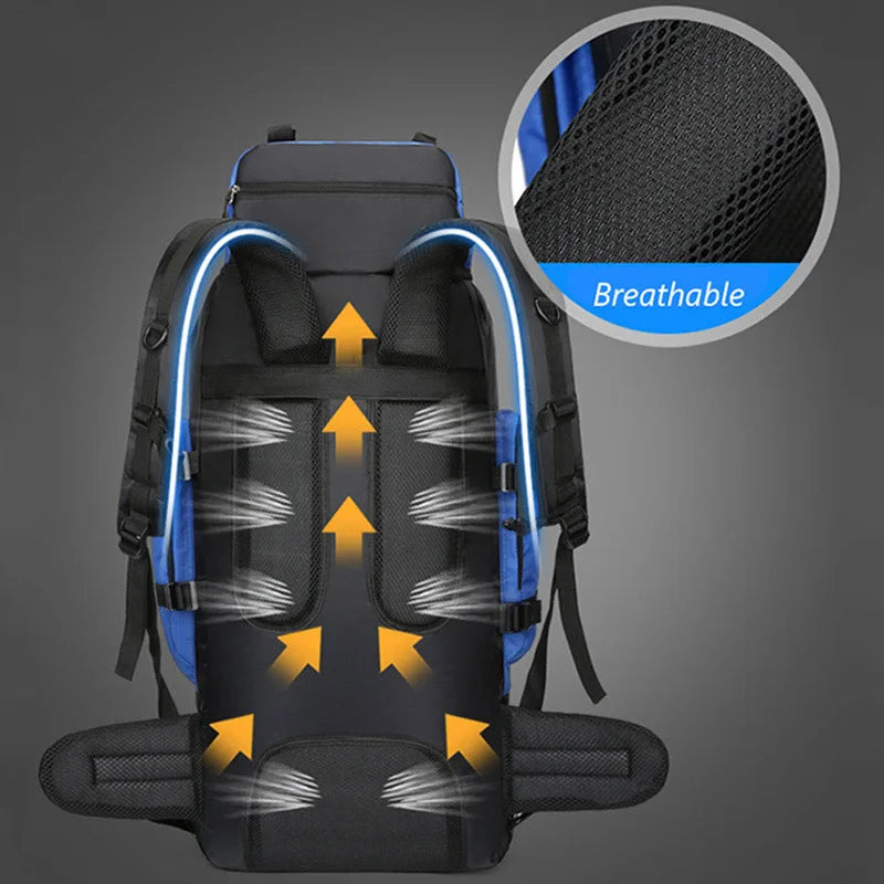90L Waterproof Hiking Backpack - Large Capacity Rucksack for Camping Outdoor Sports - ZOOMNSTORE