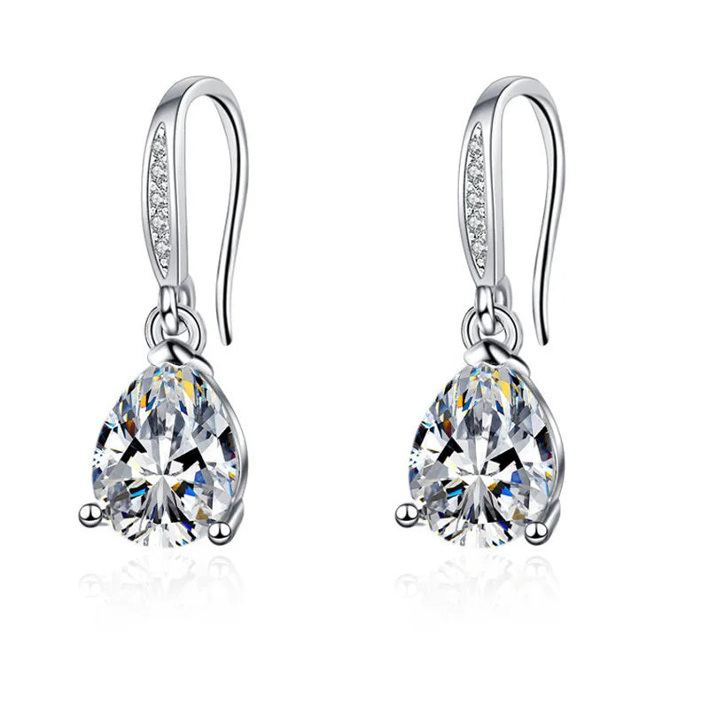 925 Sterling Silver Jewelry Women Fashion Cute Tiny Clear Crystal CZ Stud Earrings Gift for Girls Teens Lady Gift - ZOOMNSTORE