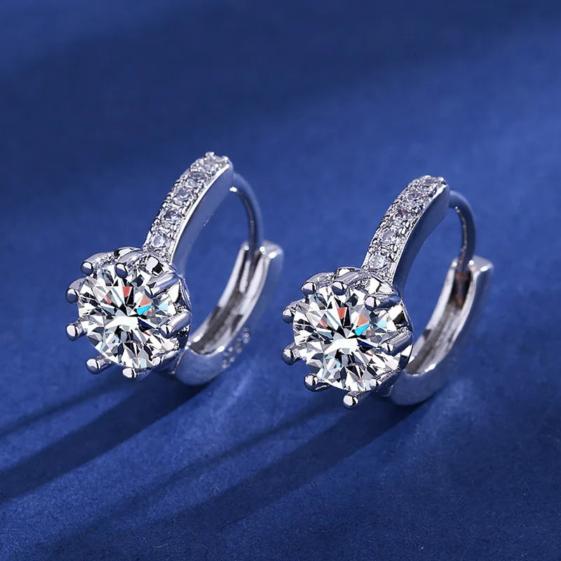 925 Sterling Silver Jewelry Women Fashion Cute Tiny Clear Crystal CZ Stud Earrings Gift for Girls Teens Lady Gift - ZOOMNSTORE