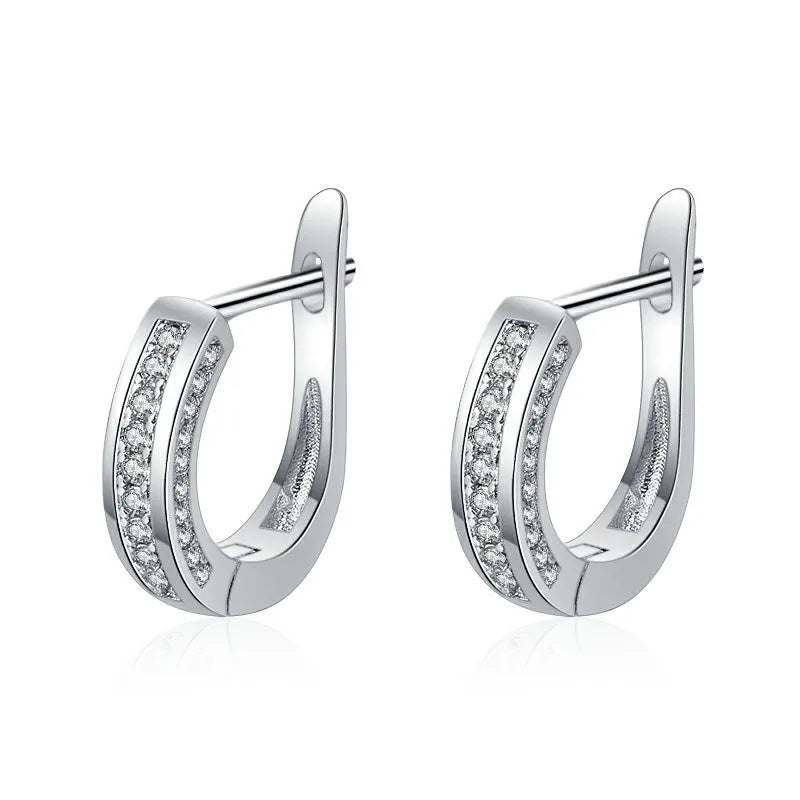 925 Sterling Silver Jewelry Women Fashion Cute Tiny Clear Crystal CZ Stud Earrings Gift for Girls Teens Lady Gift - ZOOMNSTORE