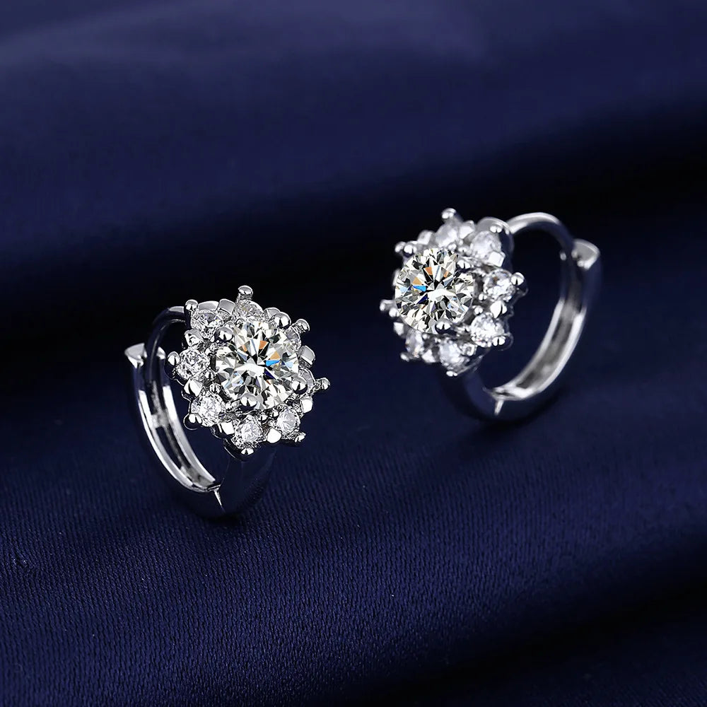 925 Sterling Silver Jewelry Women Fashion Cute Tiny Clear Crystal CZ Stud Earrings Gift for Girls Teens Lady Gift - ZOOMNSTORE