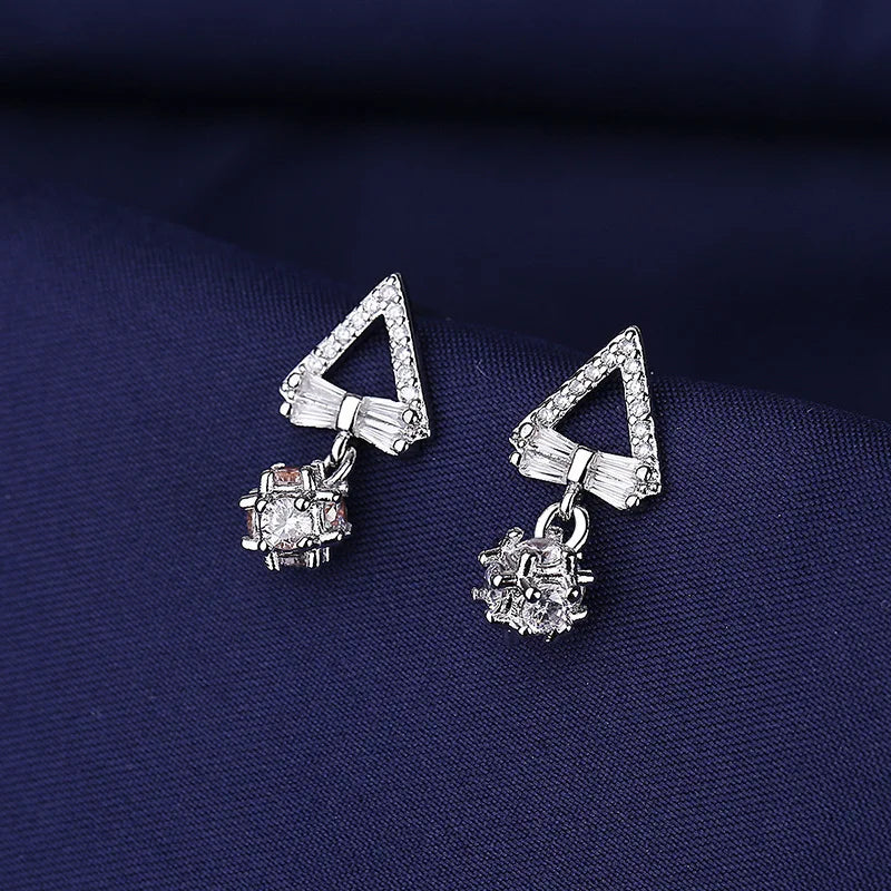 925 Sterling Silver Jewelry Women Fashion Cute Tiny Clear Crystal CZ Stud Earrings Gift for Girls Teens Lady Gift - ZOOMNSTORE