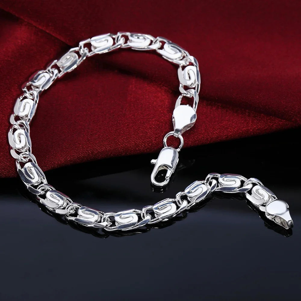 Fine Noble 925 Sterling Silver Solid Chain Bracelet For Women Men Charm Party Gift Wedding party Fashion Jewelry - ZOOMNSTORE