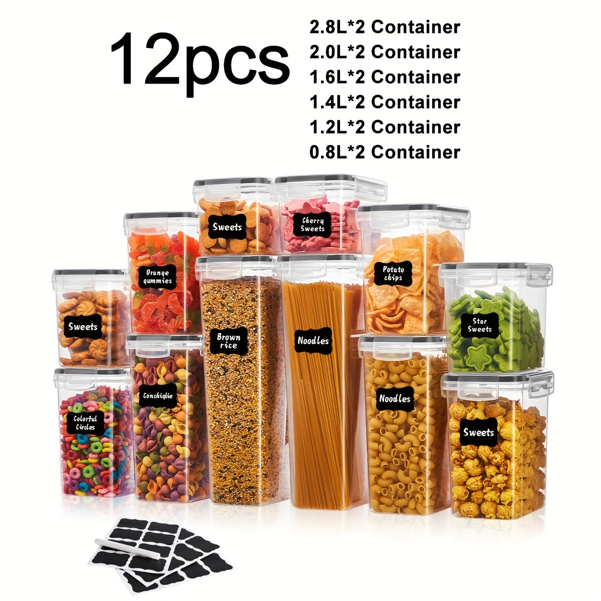 Sealed Food Storage Containers Set - Ideal for Organizing Grains Rice Pasta and More Dishwasher Safe with Labels and Markers - ZOOMNSTORE