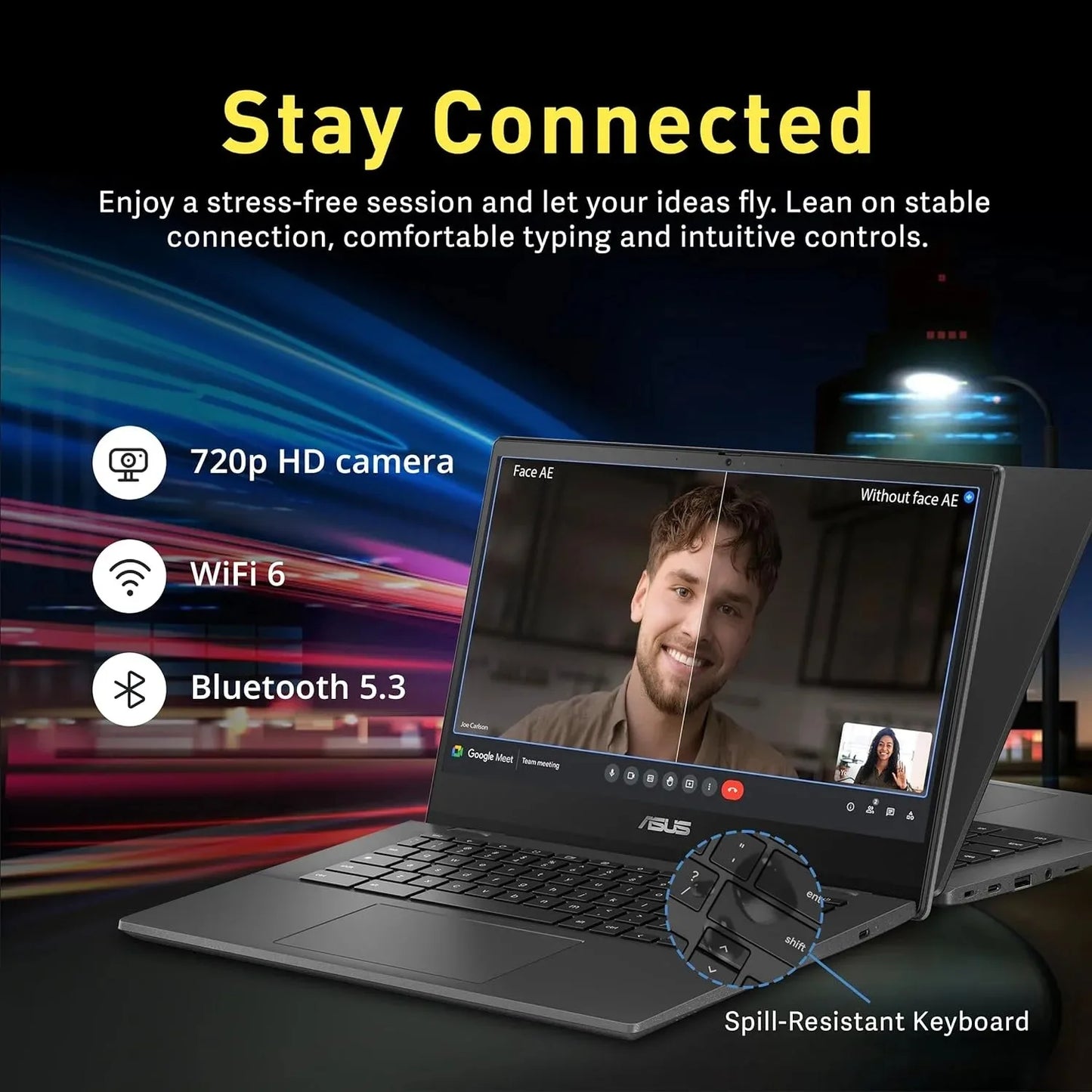 ASUS Chromebook 14 Inch Business Laptop - MediaTek Kompanio 520, 4GB RAM, 64GB eMMC Storage, Chrome OS