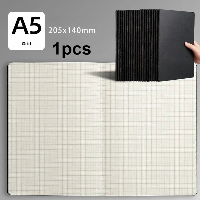 A5 Kraft Cover Vintage Notebook - BlankGridLined Diary for Students Office Supplies - ZOOMNSTORE