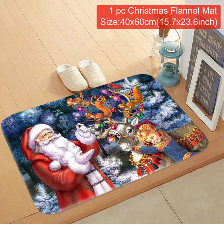 Christmas Door Mat - Santa Claus Outdoor Holiday Carpet | Non Slip Rug, Festive Welcome Mat