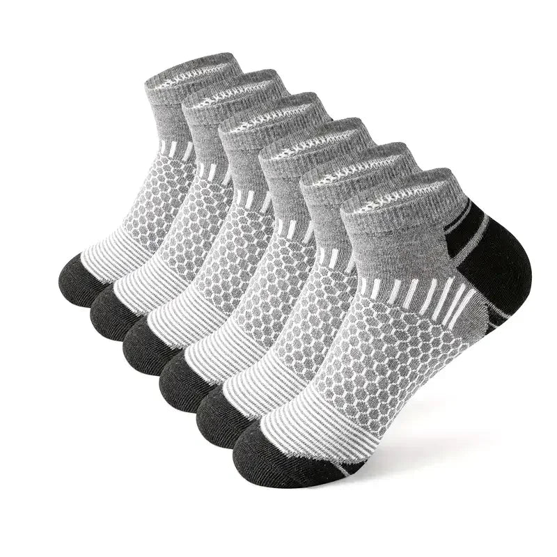 Mens Moisture-Wicking Short Sports Socks - Breathable Athletic Socks 6 Pairs - ZOOMNSTORE