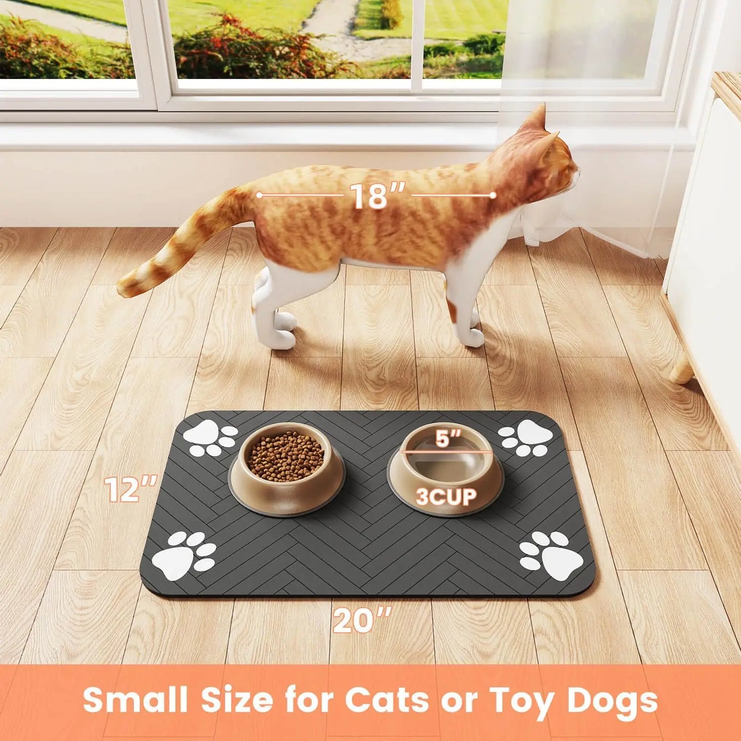 Absorbent Pet Feeding Mat - Waterproof Placemat for Dogs and Cats - ZOOMNSTORE