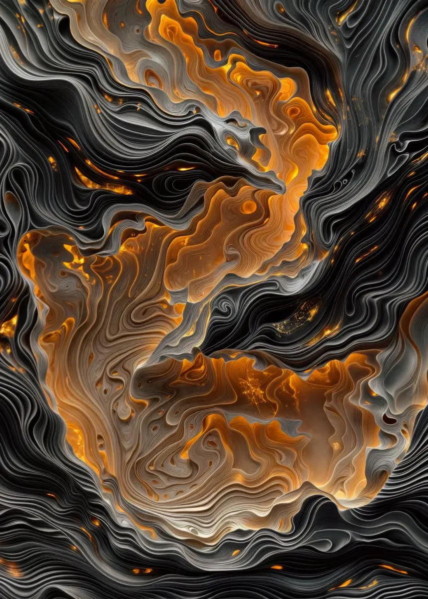 Abstract Lava Landscape Canvas Print - Moonrise Valley Wall Art for Home Decor - ZOOMNSTORE