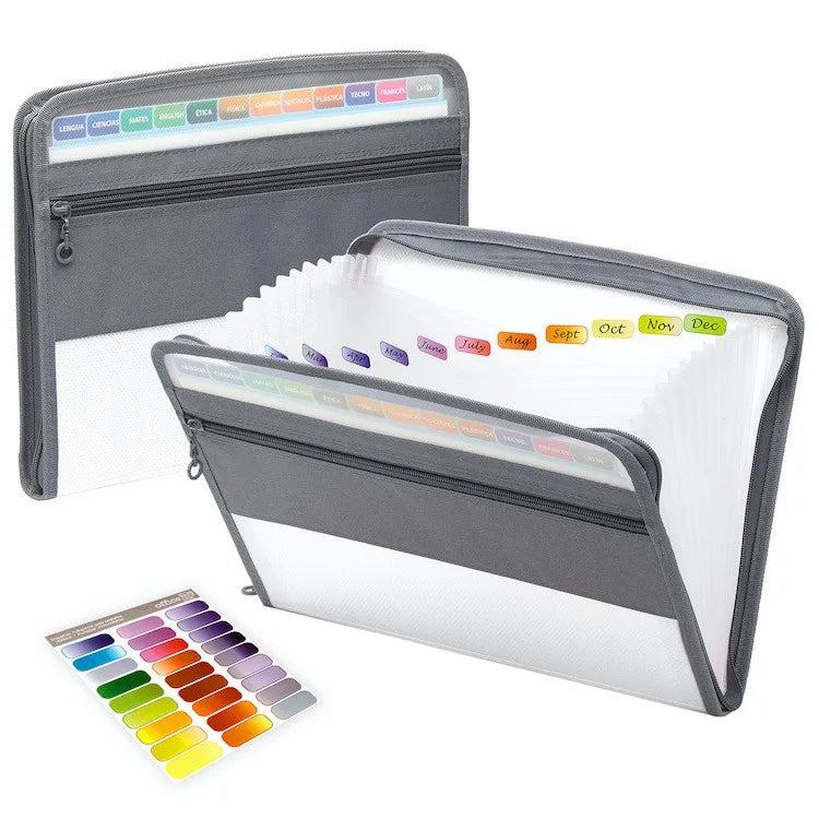 Accordion File Organizer - 13 Pocket Expanding Folder with Zipper and Pencil Pouch - ZOOMNSTORE