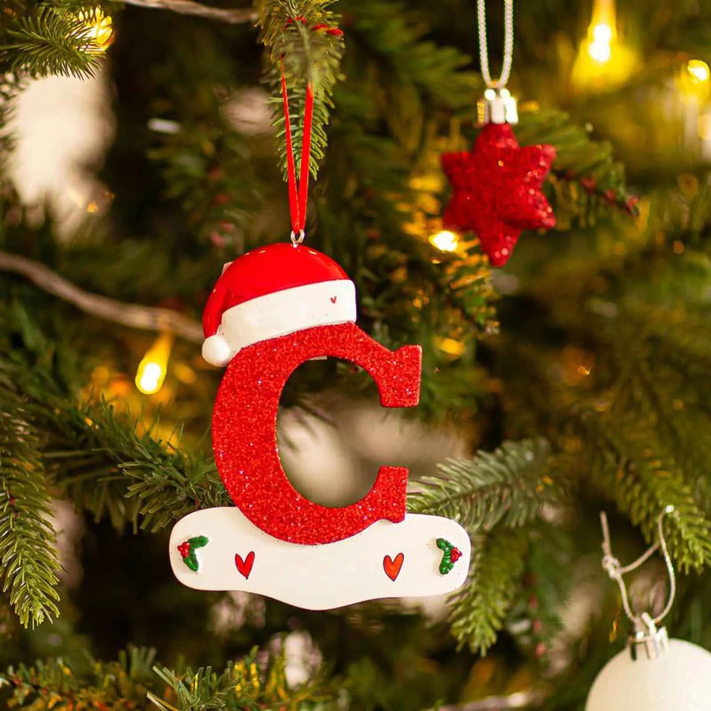 Acrylic Christmas Letter Pendant - DIY Holiday Tree Decoration 26 Letters Ornament - ZOOMNSTORE
