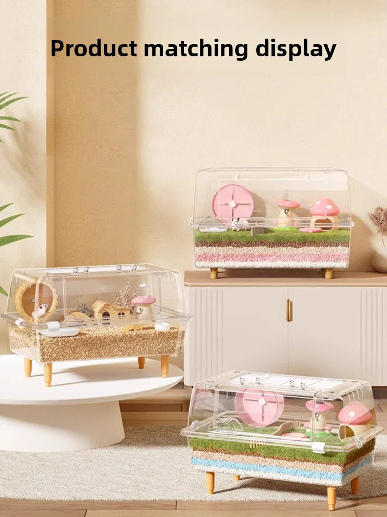 Acrylic Hamster Cage – Spacious Villa Style Transparent Pet Habitat, Chew-Proof Enclosure - ZOOMNSTORE