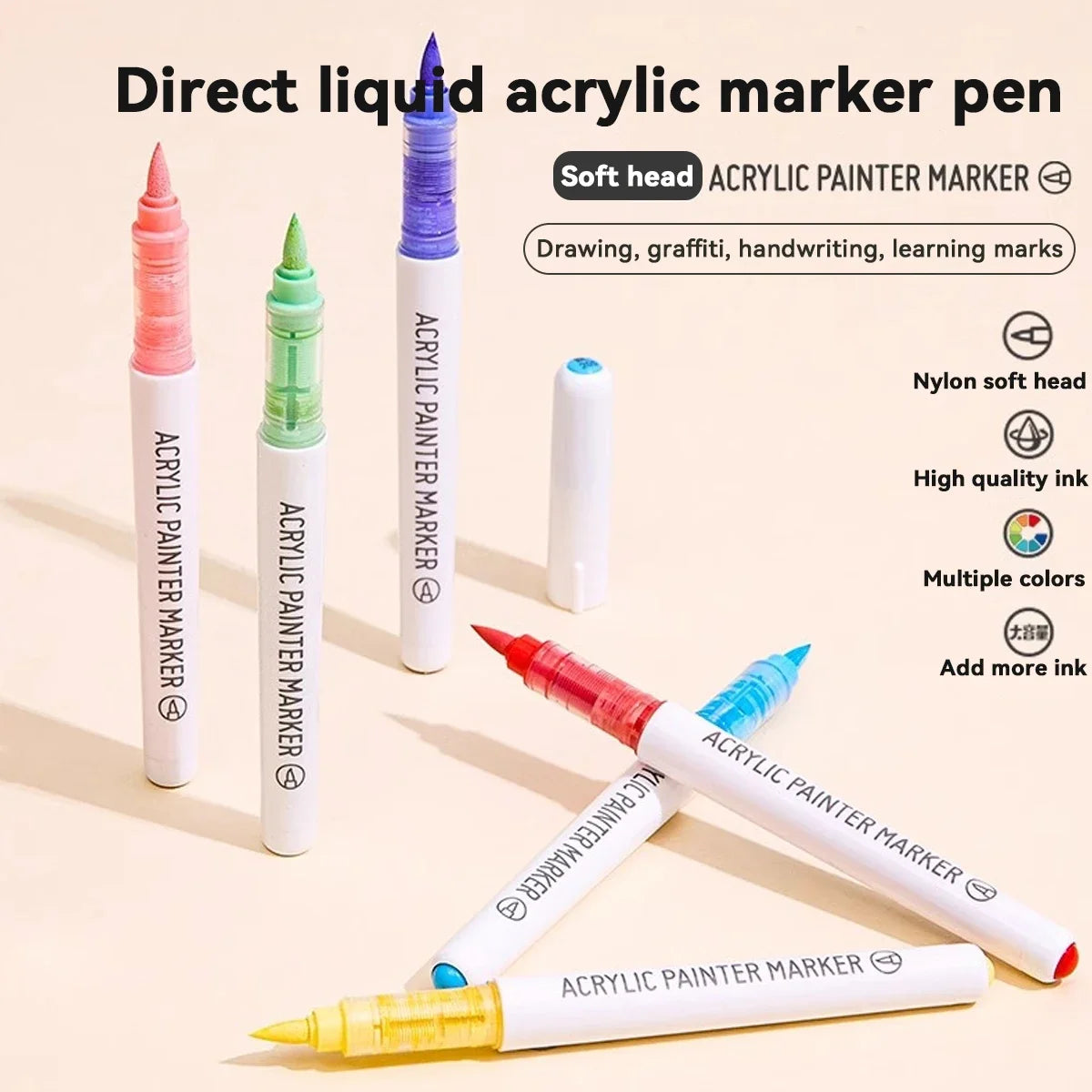 Acrylic Marker Set - 9pcs Mixed Color Art Pens for Kids Rock Painting DIY Crafts - ZOOMNSTORE