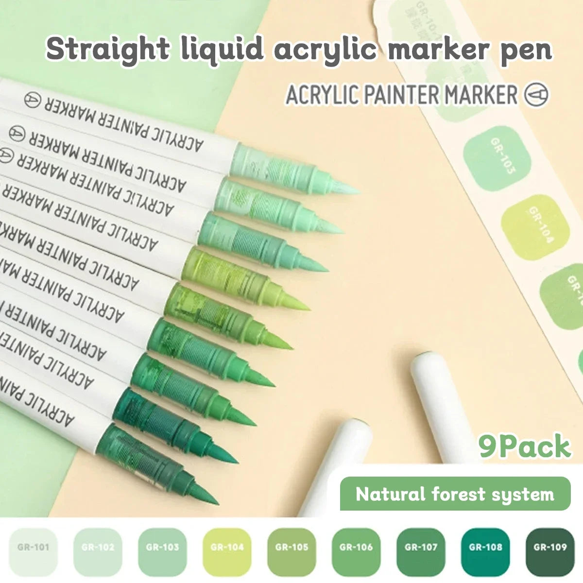 Acrylic Marker Set - 9pcs Mixed Color Art Pens for Kids Rock Painting DIY Crafts - ZOOMNSTORE