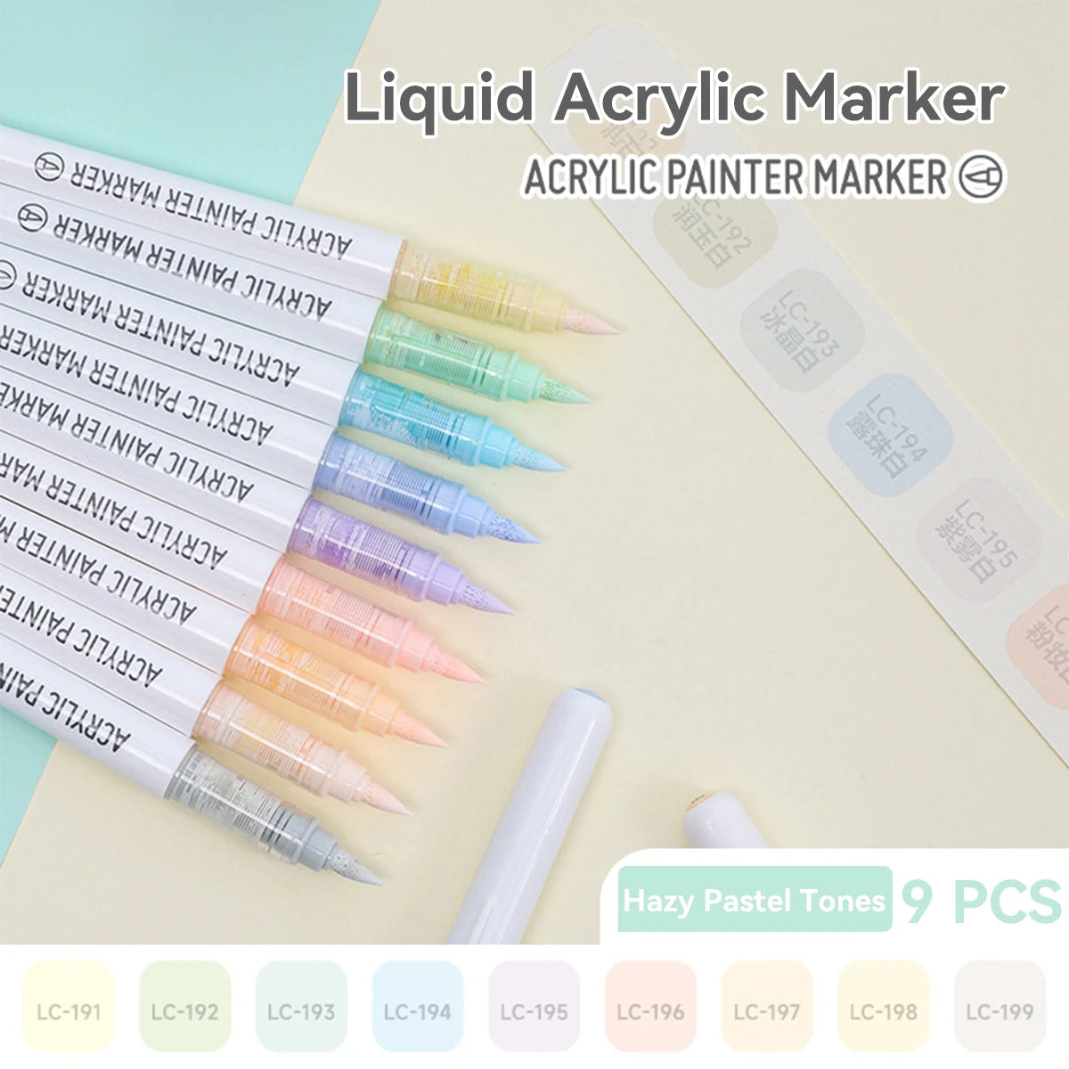 Acrylic Marker Set - 9pcs Mixed Color Art Pens for Kids Rock Painting DIY Crafts - ZOOMNSTORE