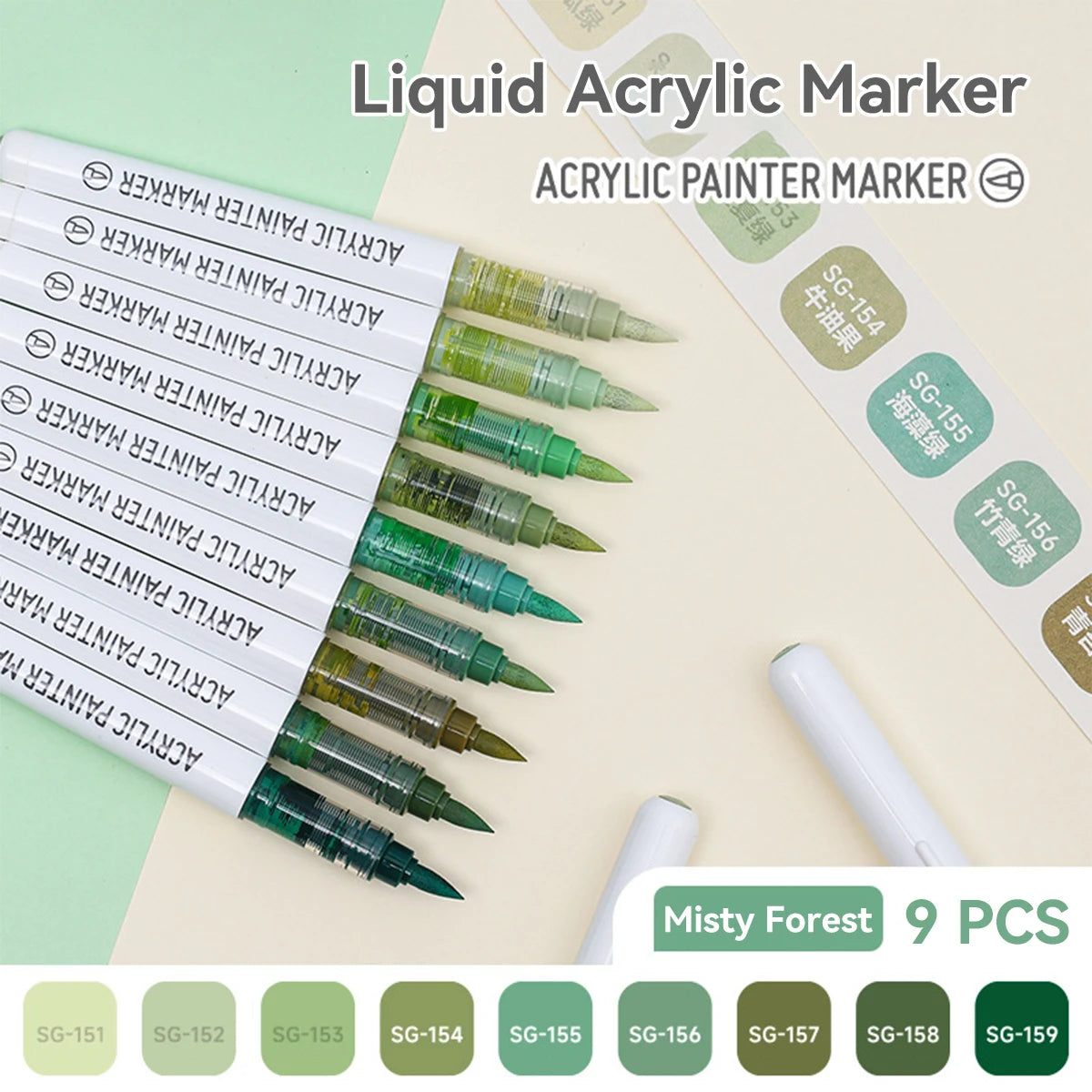 Acrylic Marker Set - 9pcs Mixed Color Art Pens for Kids Rock Painting DIY Crafts - ZOOMNSTORE