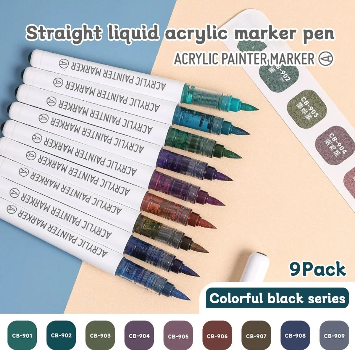Acrylic Marker Set - 9pcs Mixed Color Art Pens for Kids Rock Painting DIY Crafts - ZOOMNSTORE