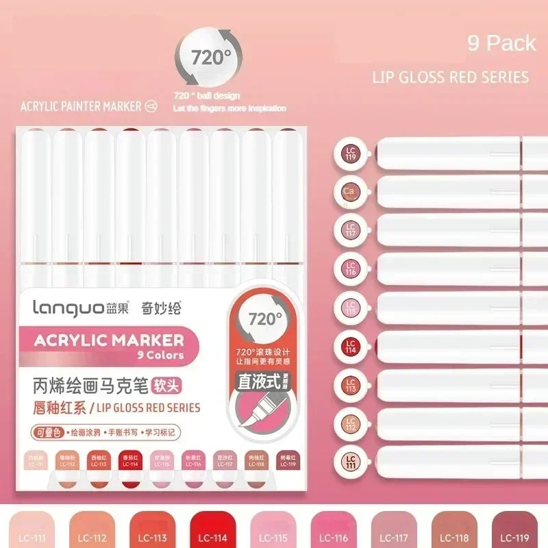 Acrylic Markers Set - 9 Color Art Pens for Rock Painting DIY Crafts - ZOOMNSTORE