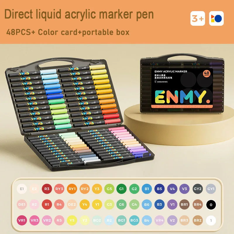 ENMY Acrylic Paint Markers Pen Soft Head Direct Liquid Graffiti Painting QuickDry Pigments Art Supplies for Felt - ZOOMNSTORE
