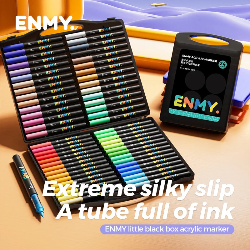 ENMY Acrylic Paint Markers Pen Soft Head Direct Liquid Graffiti Painting QuickDry Pigments Art Supplies for Felt - ZOOMNSTORE