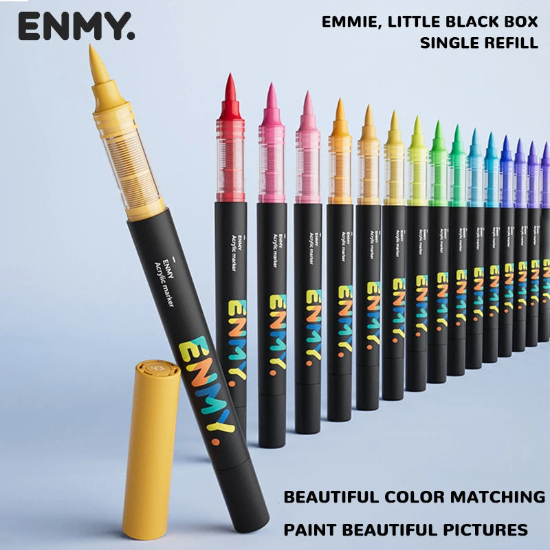 ENMY Acrylic Paint Markers Pen Soft Head Direct Liquid Graffiti Painting QuickDry Pigments Art Supplies for Felt - ZOOMNSTORE