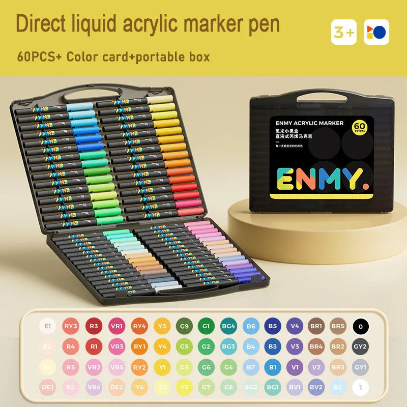 ENMY Acrylic Paint Markers Pen Soft Head Direct Liquid Graffiti Painting QuickDry Pigments Art Supplies for Felt - ZOOMNSTORE