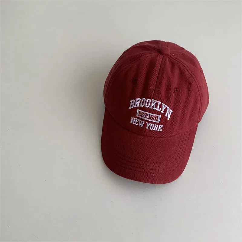 Letter Embroidery Baby Baseball Cap Solid Color Adjustable Toddler Boys Girls Snapback Hat Casual Kids Cotton Duck Tongue Caps - ZOOMNSTORE