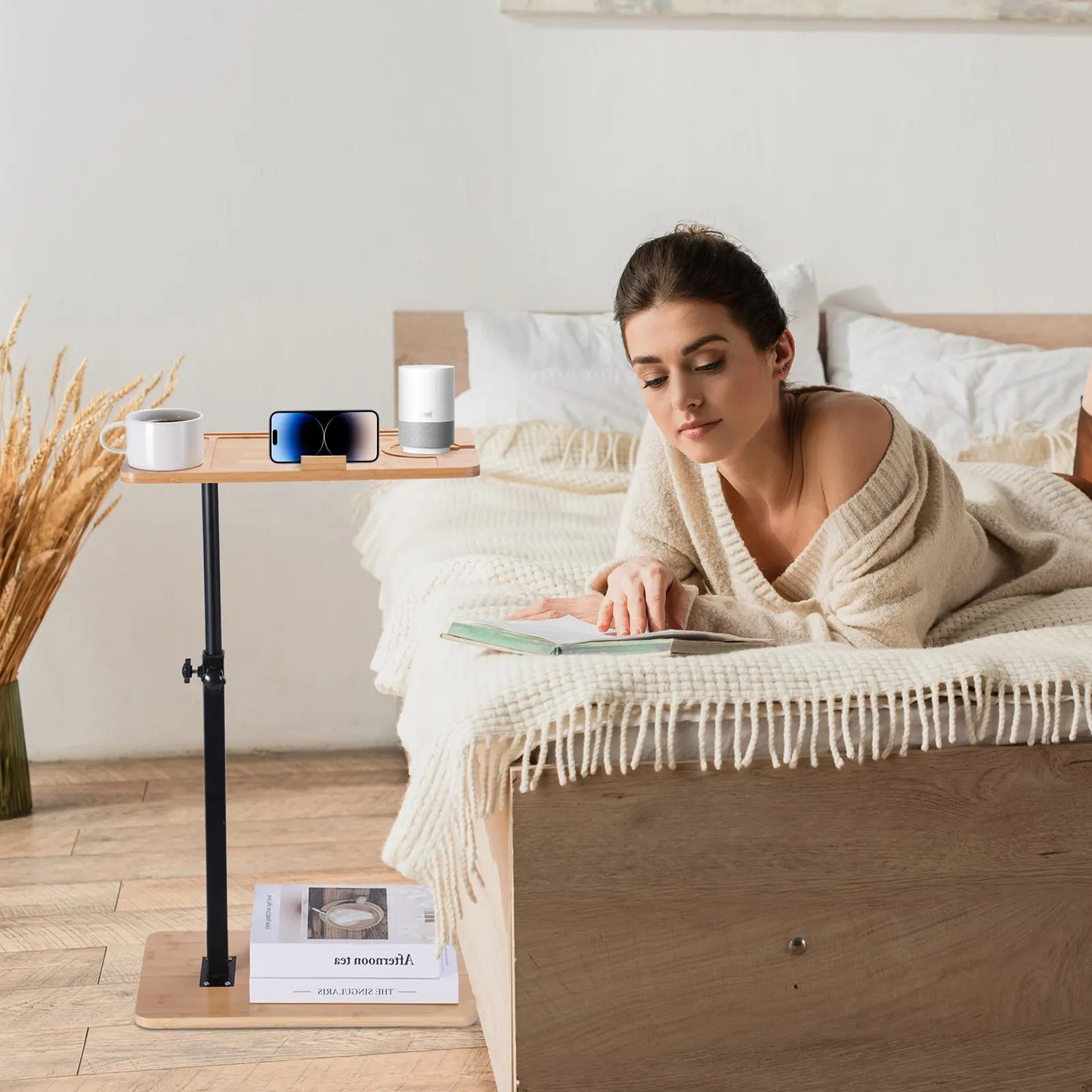 Adjustable Height Sofa Side Table Bath Tray - Multi-Purpose Lightweight Furniture for Living Room Bathroom - ZOOMNSTORE