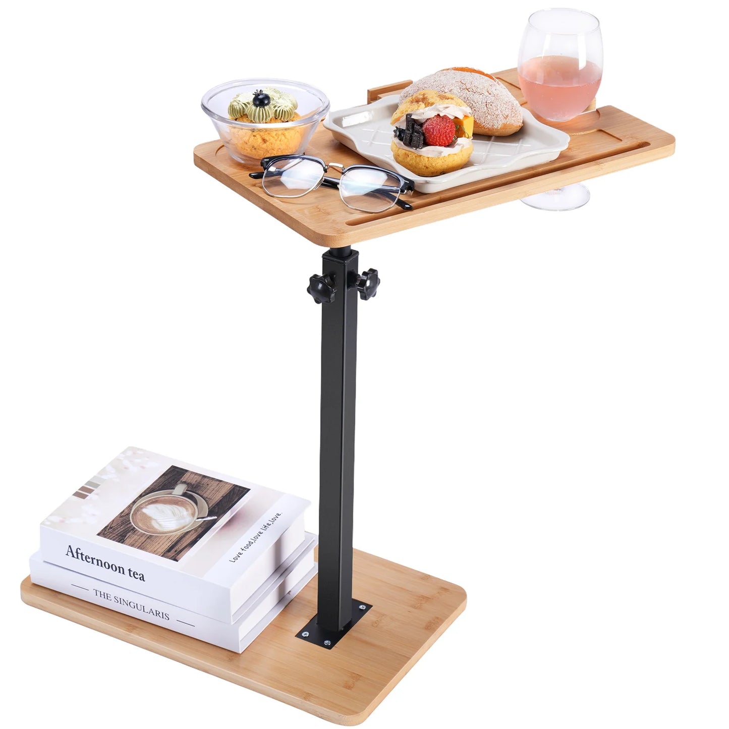 Adjustable Height Sofa Side Table Bath Tray - Multi-Purpose Lightweight Furniture for Living Room Bathroom - ZOOMNSTORE
