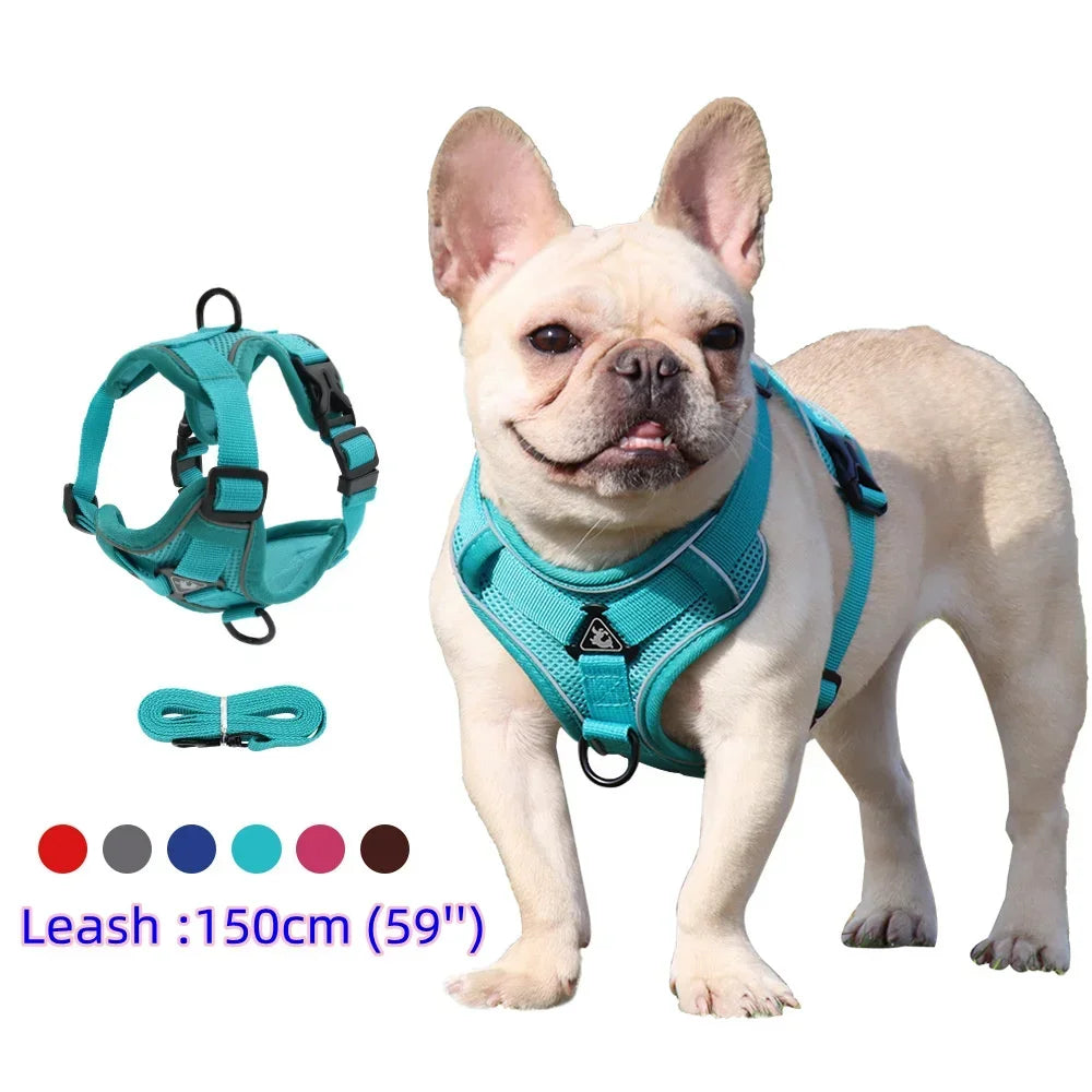 Adjustable No-Pull Dog Harness with 15m Leash - Reflective Breathable Vest for Dogs and Cats - ZOOMNSTORE