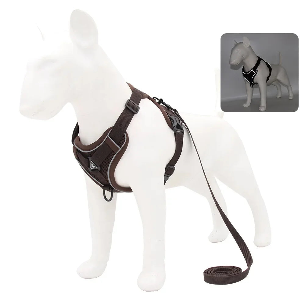 Adjustable No-Pull Dog Harness with 15m Leash - Reflective Breathable Vest for Dogs and Cats - ZOOMNSTORE