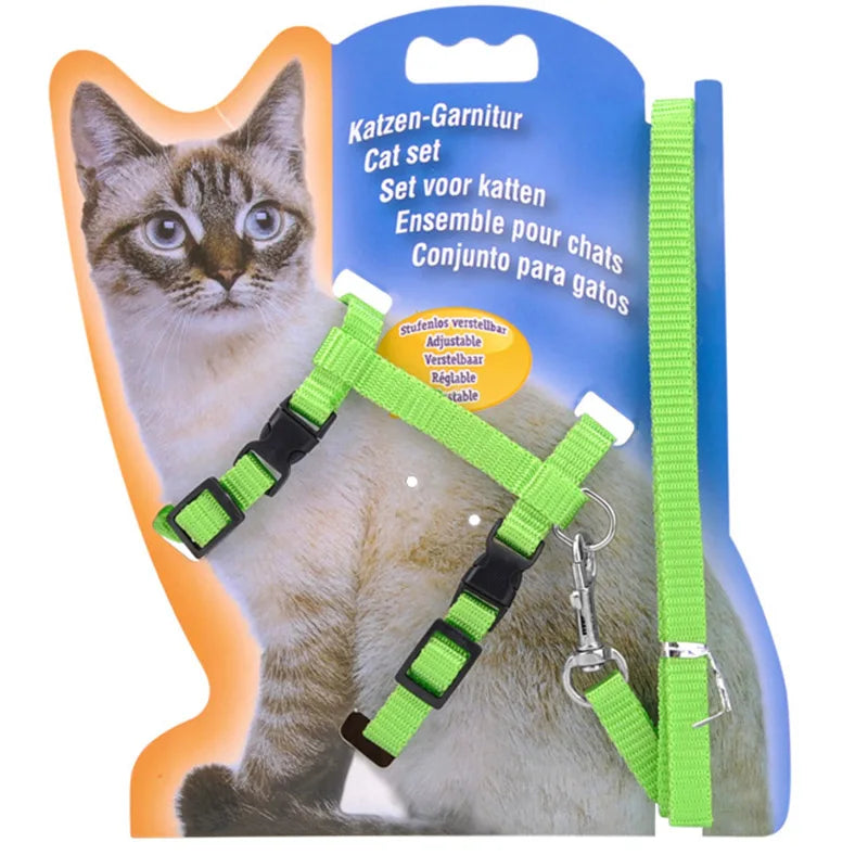 Adjustable Cat Collar and Harness Set - Cozy Nylon Leash for Cats and Kittens - ZOOMNSTORE