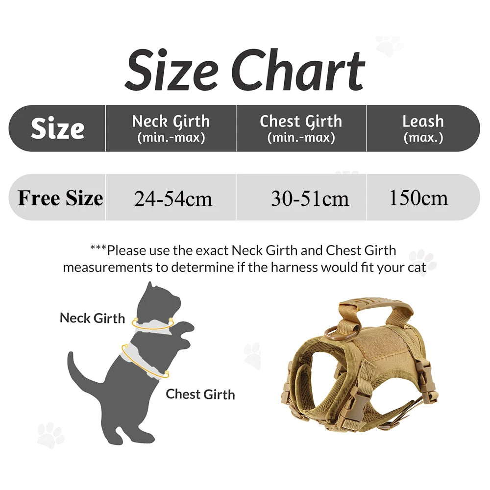 Adjustable Tactical Puppy Harness Leash for Small Dogs and Cats - Military-Style Vest for Training and Walking - ZOOMNSTORE