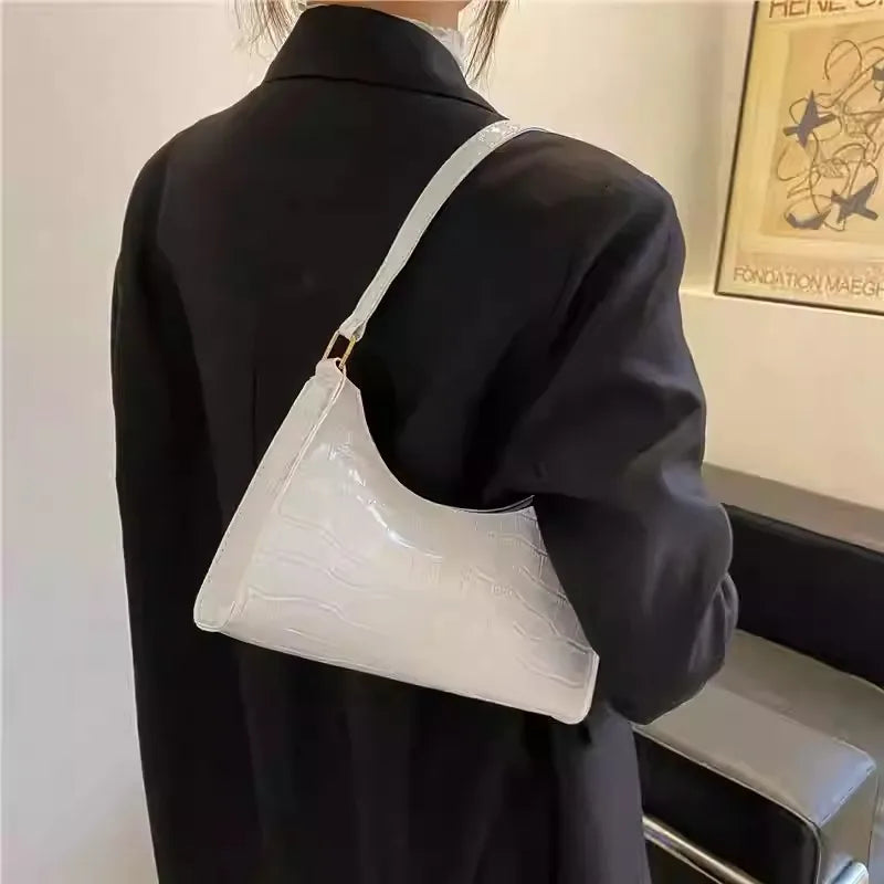 Alligator Pattern PU Leather Handbag - Womens Small Armpit Messenger Bag - ZOOMNSTORE