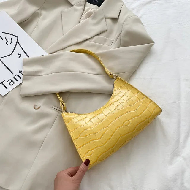 Alligator Pattern PU Leather Handbag - Womens Small Armpit Messenger Bag - ZOOMNSTORE