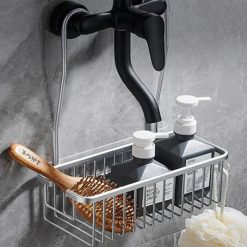 Aluminium Bathroom Shelf Without Drilling, Shower Shelf Shelves Shampoo Holder, Basket Storage Organizer Bathroom Accessories - ZOOMNSTORE
