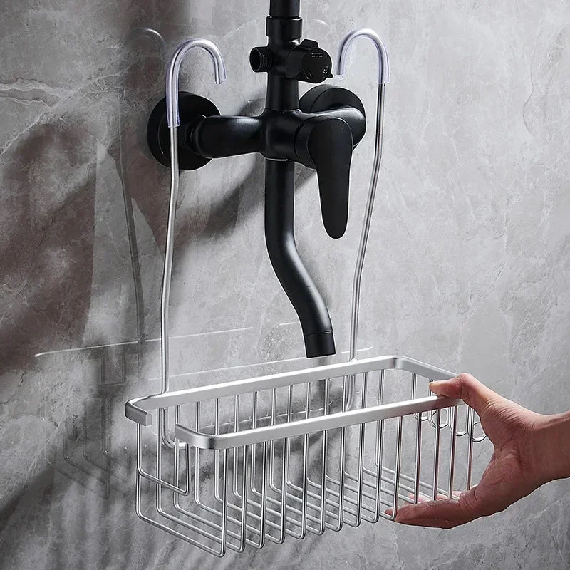 Aluminium Bathroom Shelf Without Drilling, Shower Shelf Shelves Shampoo Holder, Basket Storage Organizer Bathroom Accessories - ZOOMNSTORE