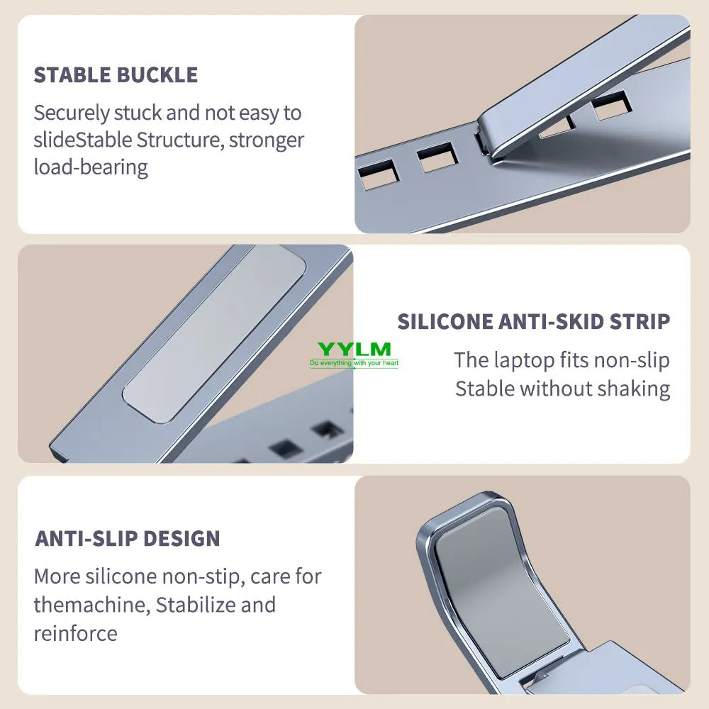Aluminum Adjustable Laptop Stand - Portable Cooling Holder for MacBook - ZOOMNSTORE