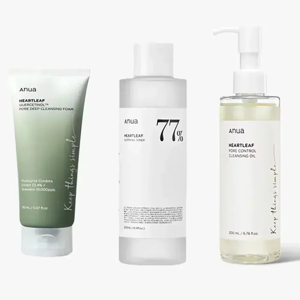 Anua Heartleaf Skin Care Set - 77 Toner Deep Cleansing Oil - ZOOMNSTORE