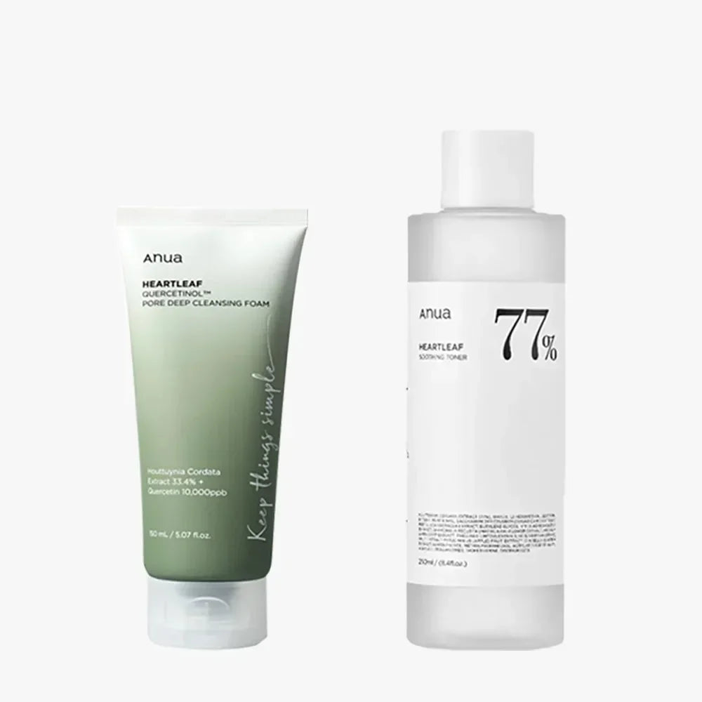 Anua Heartleaf Skin Care Set - 77 Toner Deep Cleansing Oil - ZOOMNSTORE