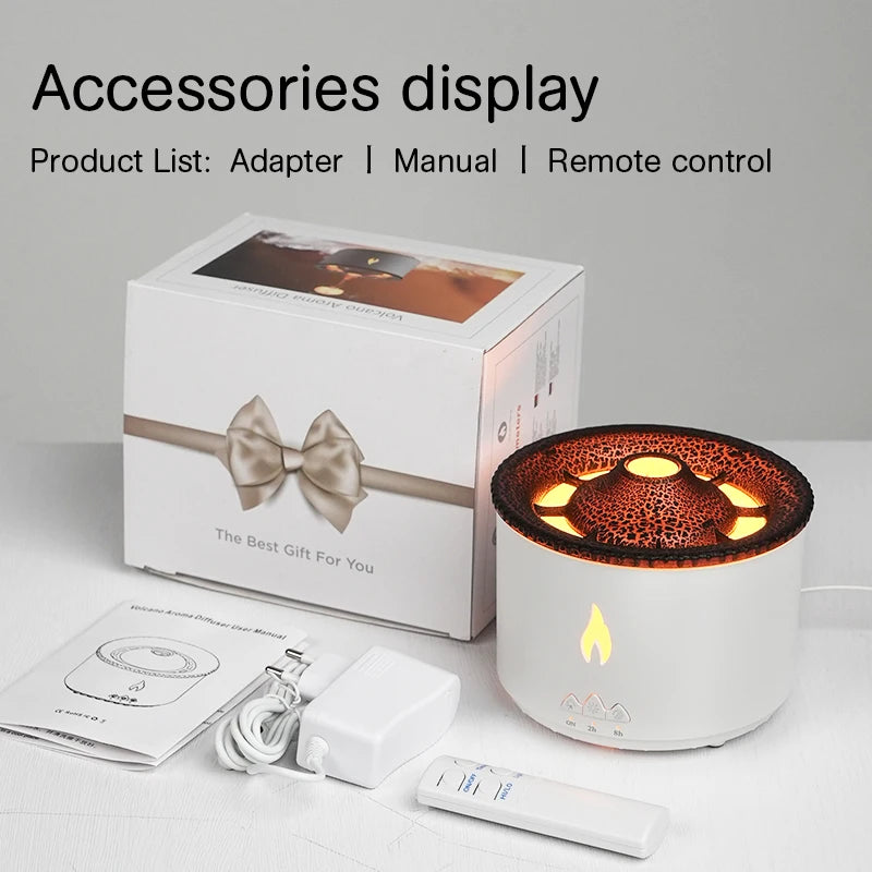 Aroma Diffuser - KINSCOTER Volcano Flame Humidifier with Jellyfish Smoke Ring 360ml - ZOOMNSTORE