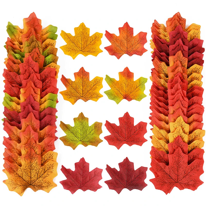 Artificial Maple Leaves - Autumn Silk Fall Decor for Thanksgiving Halloween Christmas Weddings and Crafts - ZOOMNSTORE